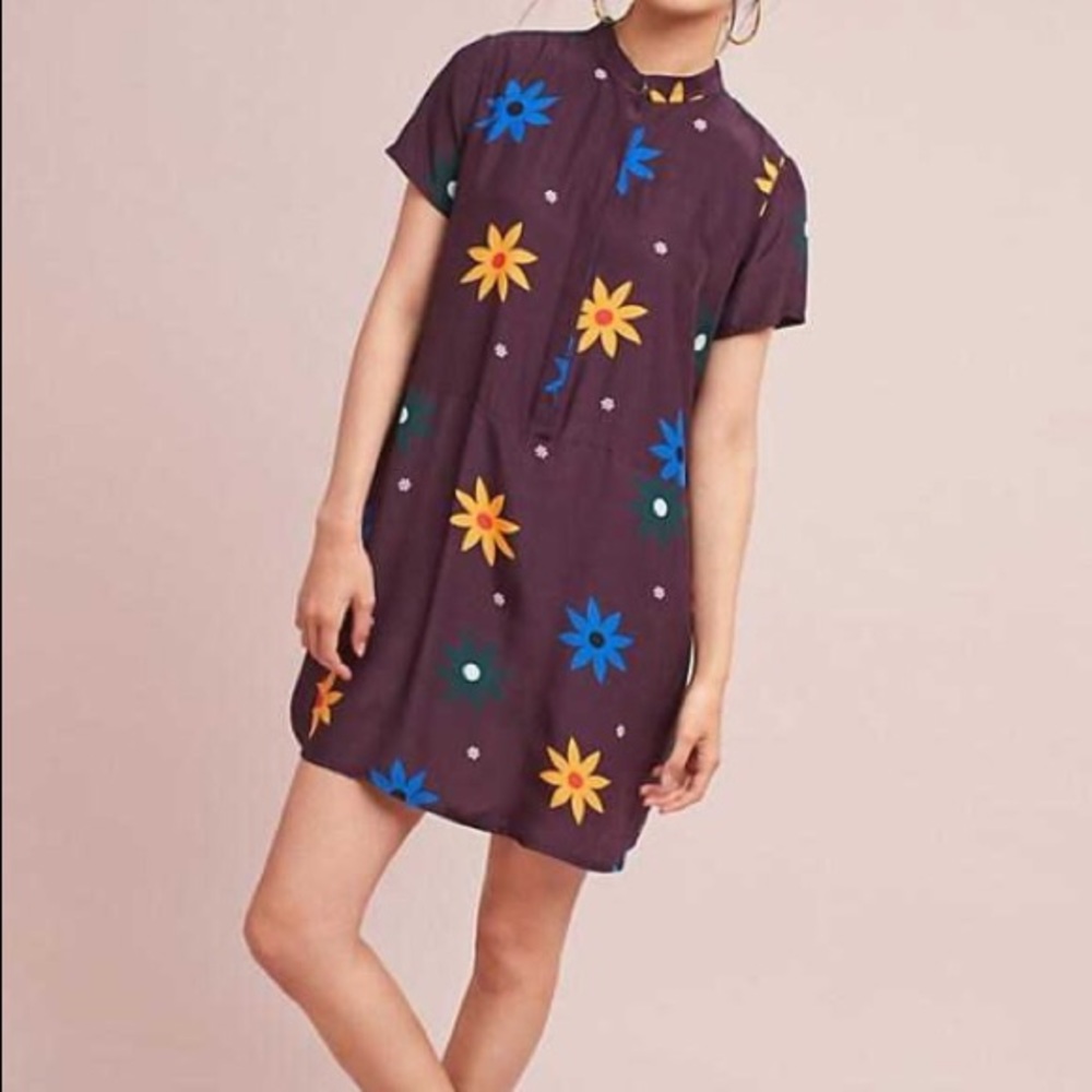 Anthropologie Dusen Dusen Purple Daisy Dress sz S